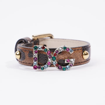 Dolce and Gabbana Gem Bracelet Animal Print Leather Small