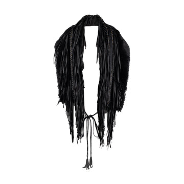 COLLECTION PRIVEE Collection Privee Faux Fur Scarf with Leather Fringes