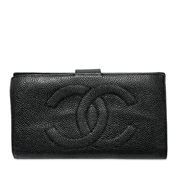 CHANEL CC Caviar Leather Long Wallet Long Wallets