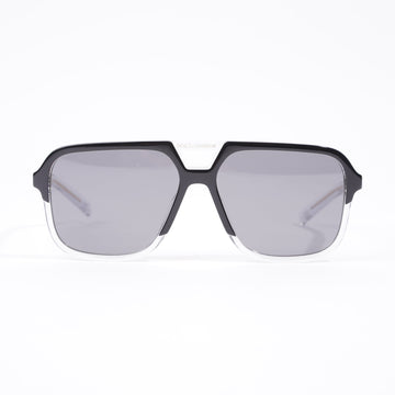 Dolce and Gabbana Square Polarized Sunglasses Black / Clear Acetate 58mm 15mm