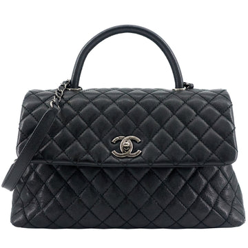 CHANEL Coco Top Handle Medium Caviar Leather Bag