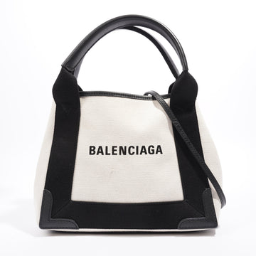 Balenciaga Cabas Cream / Black Canvas