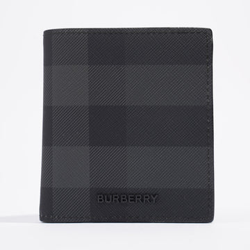 Burberry Check Bifold Wallet Charcoal Polyurethane