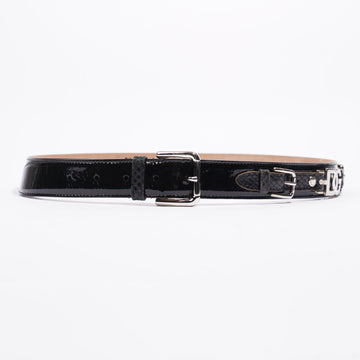 Dolce and Gabbana Silver Buckle Belt Black / Silver Patent Leather 90cm 36