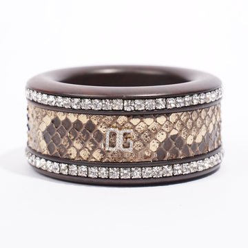 Dolce and Gabbana Python Crystal Bangle Brown Wood S