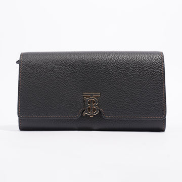 Burberry TB Long Continental Wallet Black Grained Leather