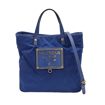 PRADA Prada Prada tote shoulder bag in light blue nylon with gold logo