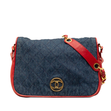 CHANEL CC Quilted Denim Flap Blue