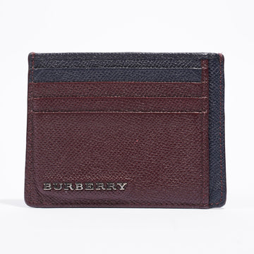 Burberry Two Tone Card Holder Burgundy / Navy Grained Leather