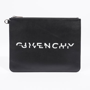 Givenchy Zipped Logo Pouch Black / White Leather