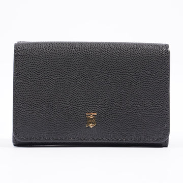 Burberry TB Compact Wallet Black Grained Leather