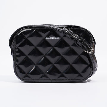 Balenciaga Logo Quilted Black Patent Leather