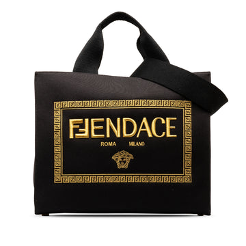 FENDI Versace Fendace Logo Canvas Shopping Tote Satchel