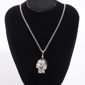 Alexander McQueen Skull Pendant Necklace Silver / Crystal Embedded Base Metal