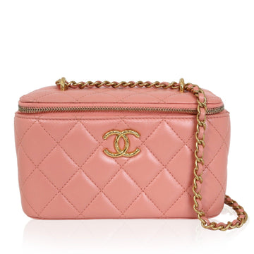 CHANEL Vanity Case Pink Leather Handbag