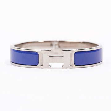 Hermes Clic H Silver / Blue Enamel Silver Plated PM