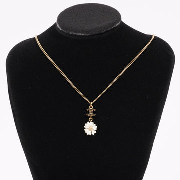 Chanel Logo Flower Necklace Gold / White Base Metal