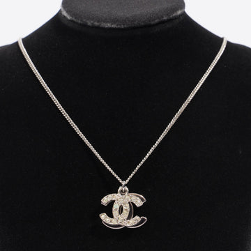 Chanel Double Logo Necklace Silver / Diamante Base Metal