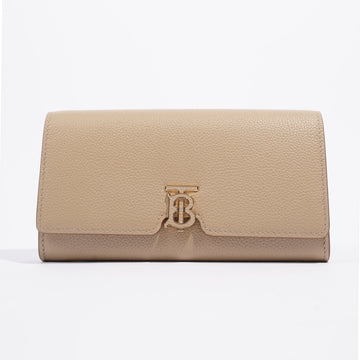 Burberry TB Continental Wallet Oat Beige Grained Leather
