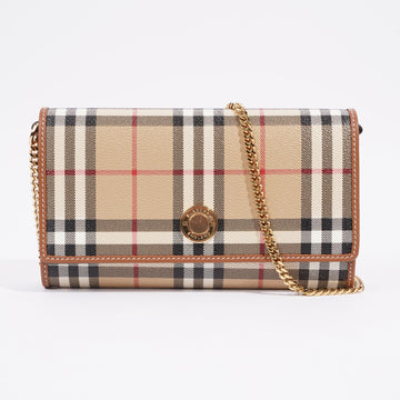 Burberry Wallet On Chain Vintage Check Coated Canvas