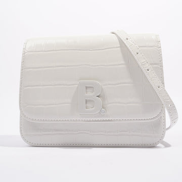 Balenciaga B Logo Plaque White Embossed Leather Small
