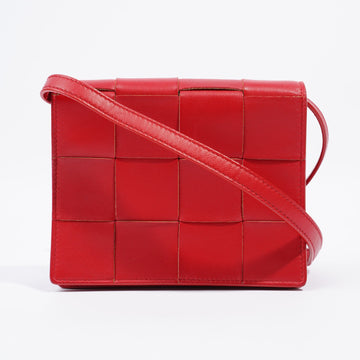 Bottega Veneta Maxi Intrecciato Mini Crossbody Bag Red Leather