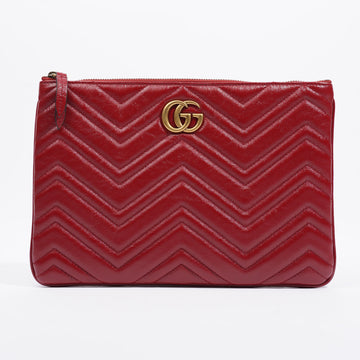 Gucci GG Marmont Clutch Red Matelasse Leather