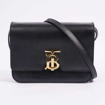 Burberry TB Shoulder Bag Black Calfskin Leather Small