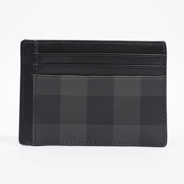 Burberry Clip Wallet Charcoal Check Canvas