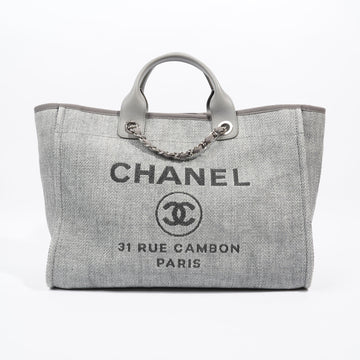 Chanel Deauville Bag Grey Canvas Small