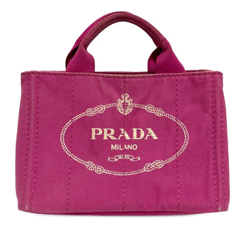 PRADA Small Canapa Logo Tote Handbag