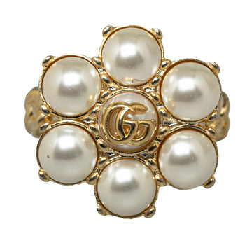GUCCI Faux Pearl Double G Cocktail Ring Costume Ring