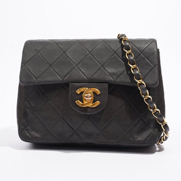 Chanel Mini Square Flap Black Lambskin Leather