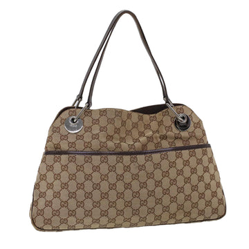 GUCCI GG Canvas Hand Bag Canvas Leather Beige Brown 121023 Auth ac2176