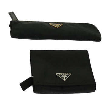 PRADA Pouch Wallet Nylon 2Set Black Auth ac2499