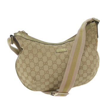 GUCCI GG Canvas Sherry Line Shoulder Bag Beige Gold pink 181092 Auth ac2524