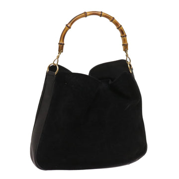 GUCCI Bamboo Shoulder Bag Suede Black 001 2058 1577 0 Auth ac2612