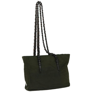 PRADA Chain Shoulder Bag Nylon Green Auth ac2783