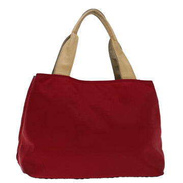 BURBERRY Nova Check Hand Bag Nylon Red Auth ac2835