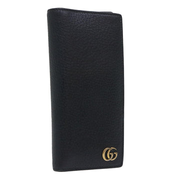 GUCCI GG Marmont Wallet Leather Black Auth am4987