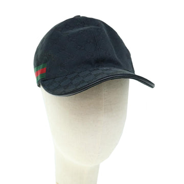 GUCCI GG Canvas Web Sherry Line Cap M Size Black Red Green 200043 Auth am5246