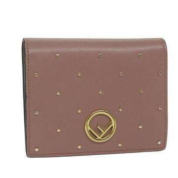 FENDI Studs Wallet Leather Pink Auth am5281