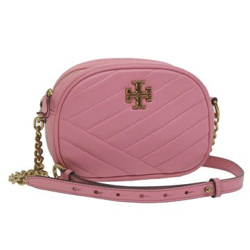 TORY BURCH Quilted Chain Shoulder Bag Leather Pink Auth am5420