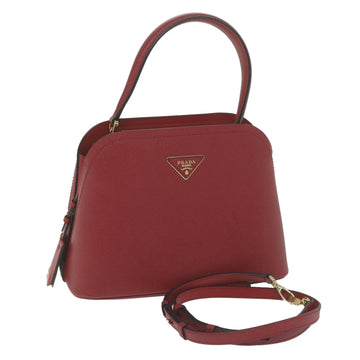 PRADA Matinee Small Hand Bag Safiano leather 2way Red 1BA282 Auth am5519A
