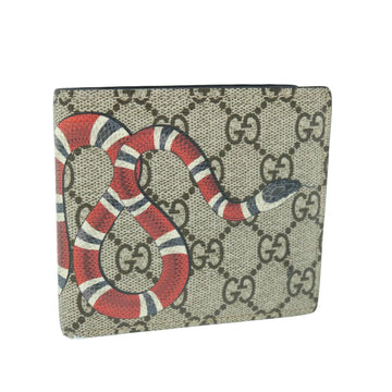 GUCCI GG Supreme Snake Wallet PVC Leather Beige Red 451266 Auth am5557