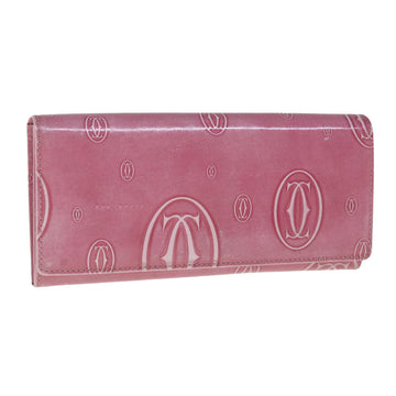 CARTIER Happy Birthday Wallet Patent leather Pink Auth am5559