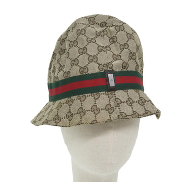 GUCCI GG Canvas Web Sherry Line Hat M Size Beige Red Green Auth am5574