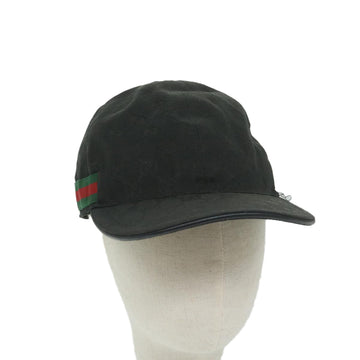 GUCCI GG Canvas Web Sherry Line Cap M Black Red Green 200035 Auth am5575