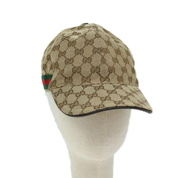 GUCCI GG Canvas Web Sherry Line Cap L size Beige Red Green 200035 Auth am5811