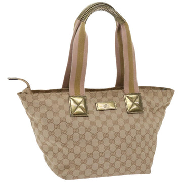 GUCCI GG Canvas Sherry Line Tote Bag Beige Pink gold 131230 Auth am5888